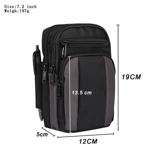 Multifunctional Casual Crossbody Mobile Phone Storage Waist Bag(Dark Grey + Black)