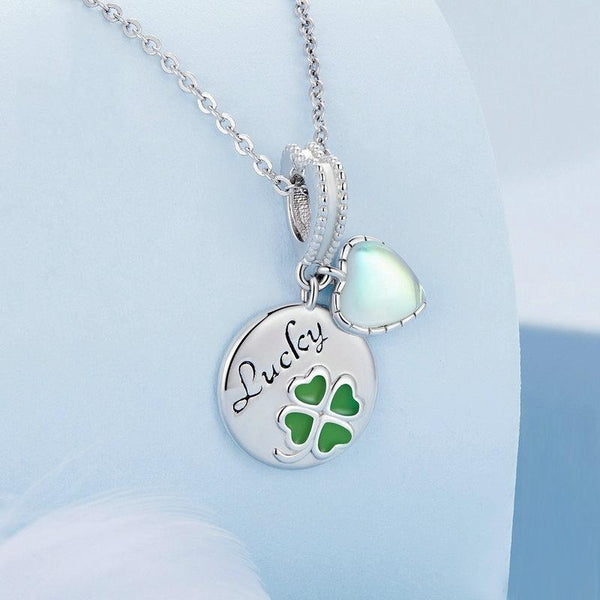 BSC767 Sterling Silver S925 Plated Gold Plated Heart Clover Lettering Bracelet Pendant