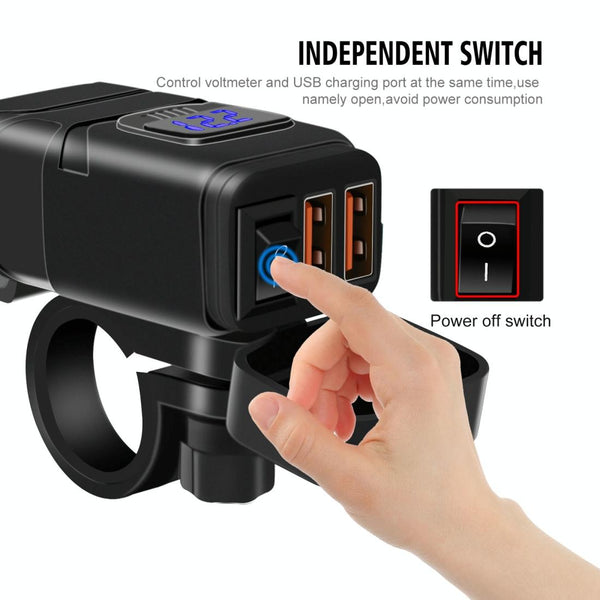 Universal Car Super Quick Dual Port USB Charger Power Outlet Adapter with LED Digital Voltmeter(Blue Light)