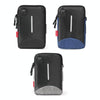 For 6-7 inch Mobile Phone Universal Silver Wire Canvas Waist Bag with Shoulder Strap & Earphone Hole & USB Cable Hole(Black Blue)