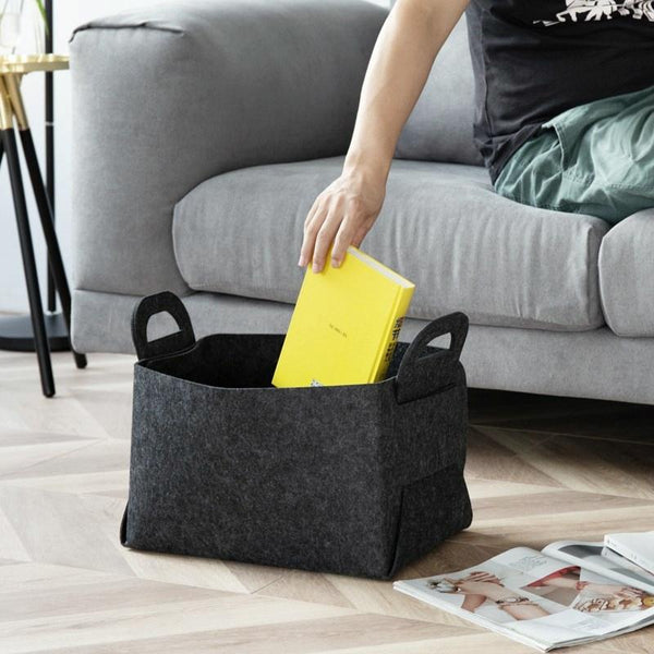 Home Clutter Felt Folding Storage Baskets, Size: Medium(Grey)