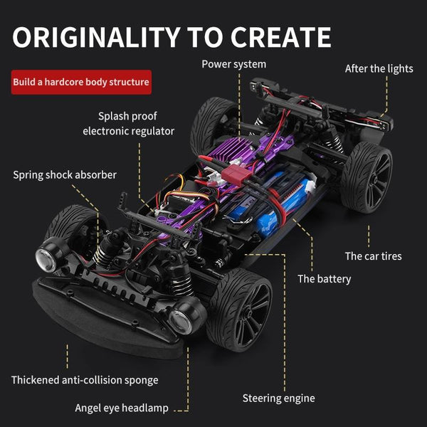 JJR/C Q142 Full Scale Electric Four-wheel Drive Muscle High Speed Drift RC Car(Blue)