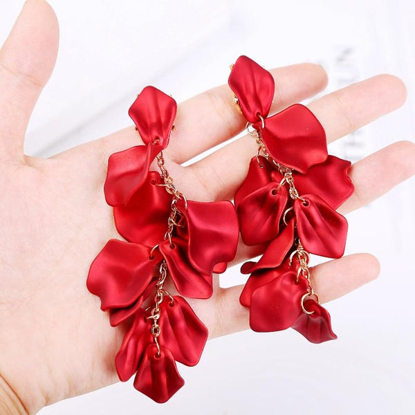 Long Exaggerated Fabric Art Handmade Petal Earrings, Color: E1910-1 8 Long Models