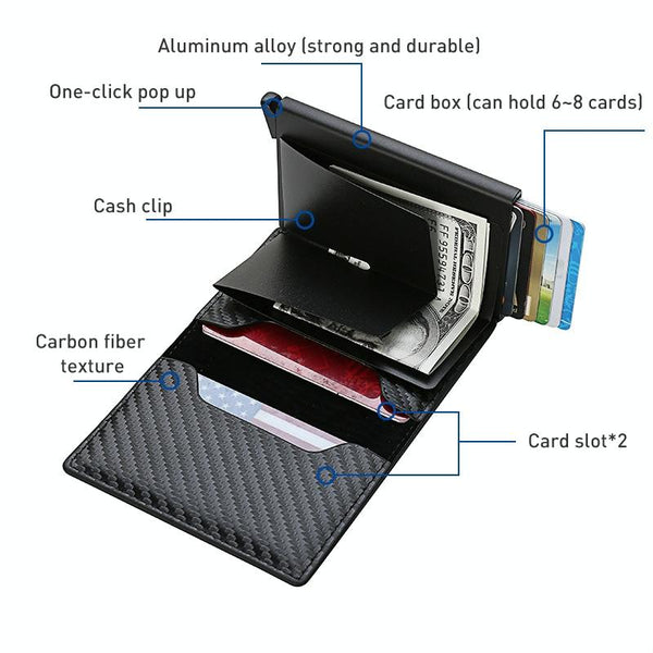 C1804H1 RFID Carbon Fiber Wallet For Men(Coffee)