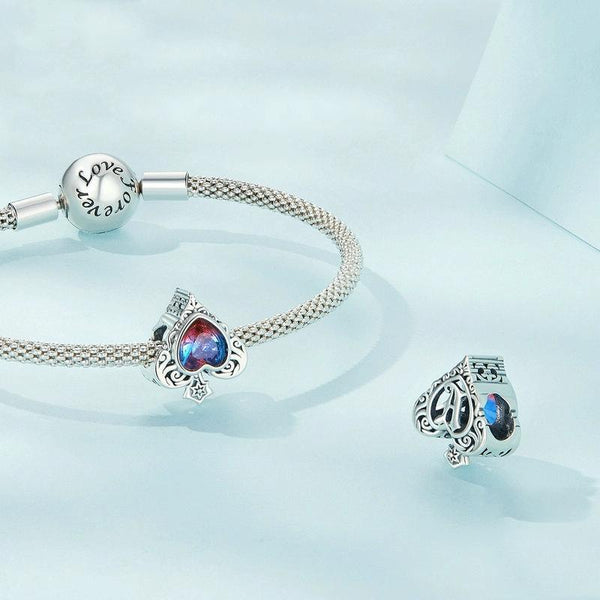 SCC2431 Sterling Silver S925 Synthetic Tourmaline Heart Playing Card Spades Bracelet Beaded