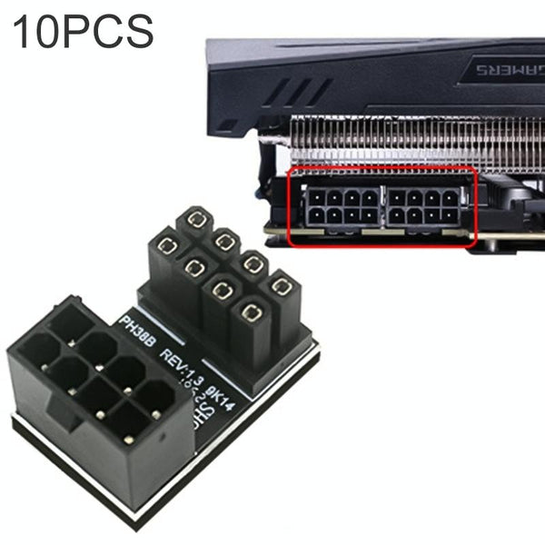 10 PCS ATX 8Pin Female to 8Pin Male 180 Degree Angled Adapter , Model: PH38B