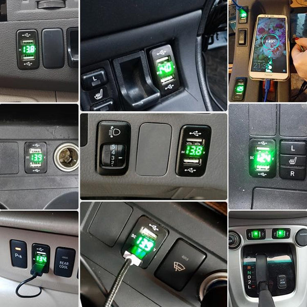 Car Charger Original Hole Non-Destructive Modification Of Dual Usb Car Charger With Line Suitable For Toyota(FTWU Blue Light)