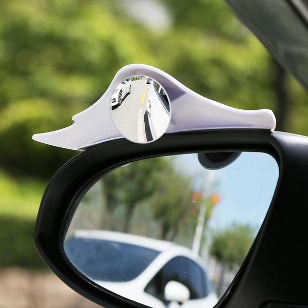 1pair Car Rearview Mirror Rain Eyebrow Blind Spot Reversing Round Mirror(White)