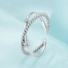 SCR901 Sterling Silver S925 Twist Circle Interlaced Zircon Open Ring