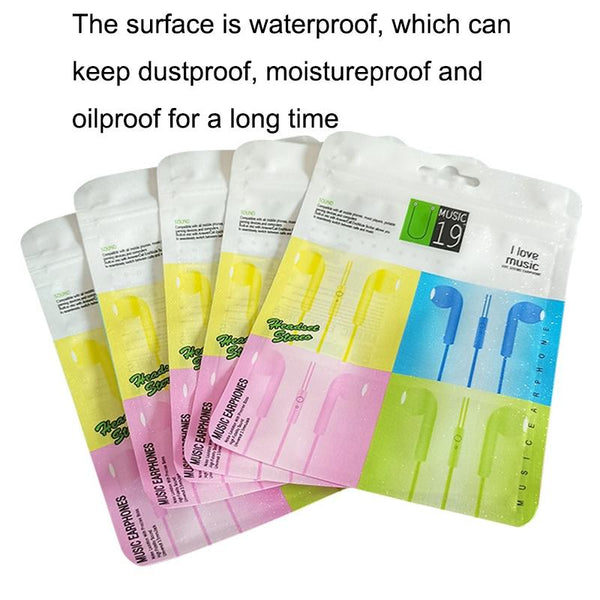 100PCS U19 Frosted Headphone Cable Ziplock Packaging Bag, Style: Aluminized