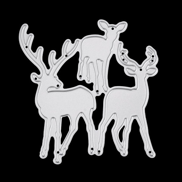 2 PCS Three Christmas Deer Carbon Steel Embossing Cutting Dies