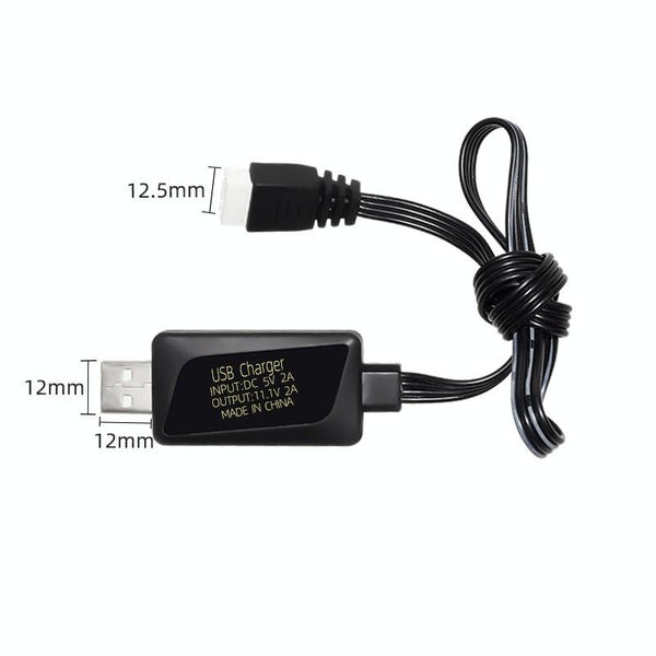 11.1V 2A 3S Lithium Battery USB Charger With Light(4 Pin Plug)