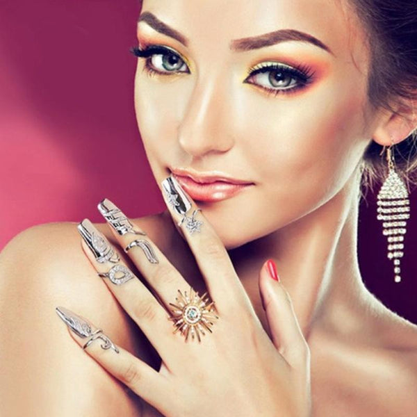 Diamond Nail Cap Jewelry Open Ring, Color: Gold Ring Finger