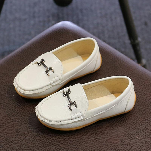 K3 Lightweight Anti-Skid Dance Bean Shoes Children Small Leather Shoes, Size: 22(White)