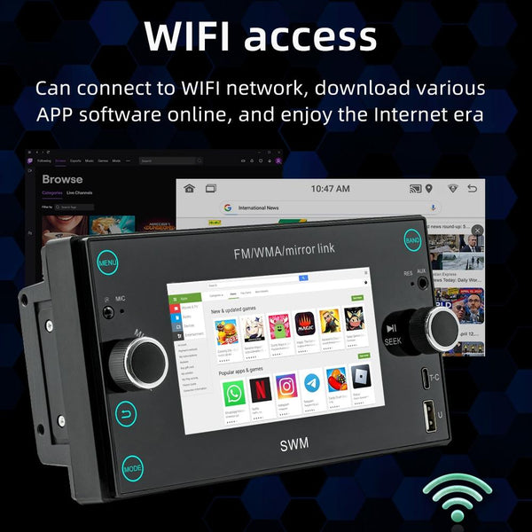 A3121 Android 12 GPS Navigation Car Multimedia Player, 1GB+32GB, Support iOS CarPlay / Android Auto / Mirrorlink / WiFi(Black)