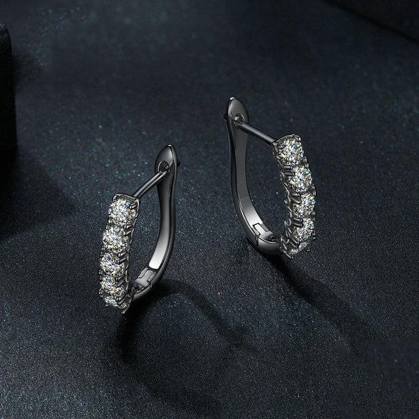 MSE011 Sterling Silver S925 Moissanite U-Shaped Pattern Earrings