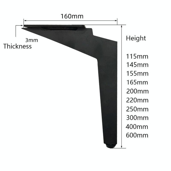 LH-DJ08 Adjustable Knife Shape Metal Furniture Support Legs, Height: 30cm(Matte Black)