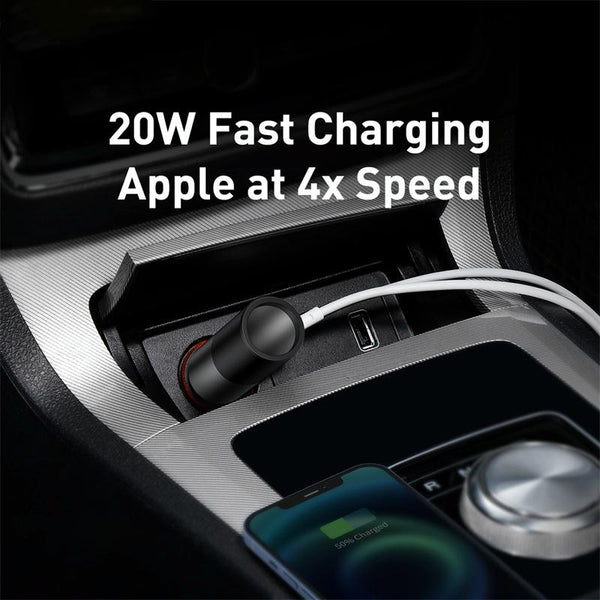 Baseus Share U+U 120W Together Fast Charge Car Charger with Cigarette Lighter Expansion Port(Grey)