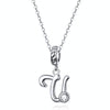 S925 Sterling Silver 26 English Letter Pendant DIY Bracelet Necklace Accessories, Style:U