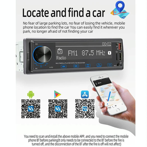 2.5D Touch Screen Car MP3 Player Radio Support Bluetooth Positioning Find Car