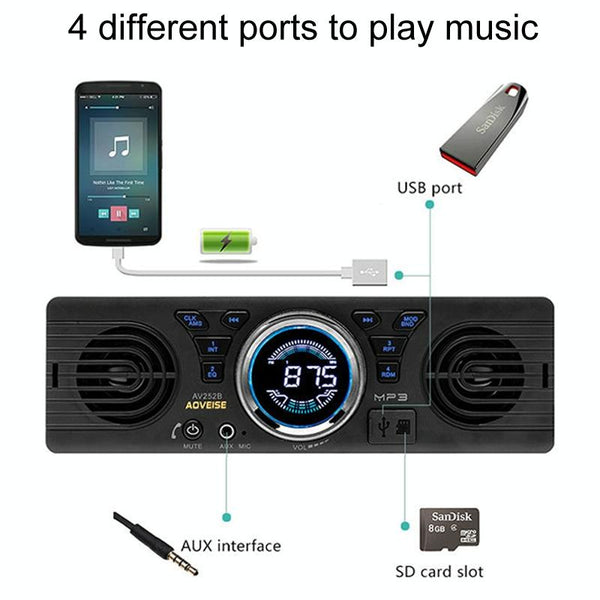 12 V Car MP3 Bluetooth Player Plug And Play FM Automobile Radio(Black)