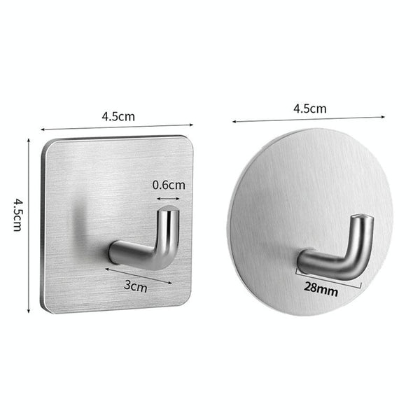 2pcs Stainless Steel Hooks Kitchen Bathroom Storage Behind Door Hooks With Adhesive, Style: Round Silver