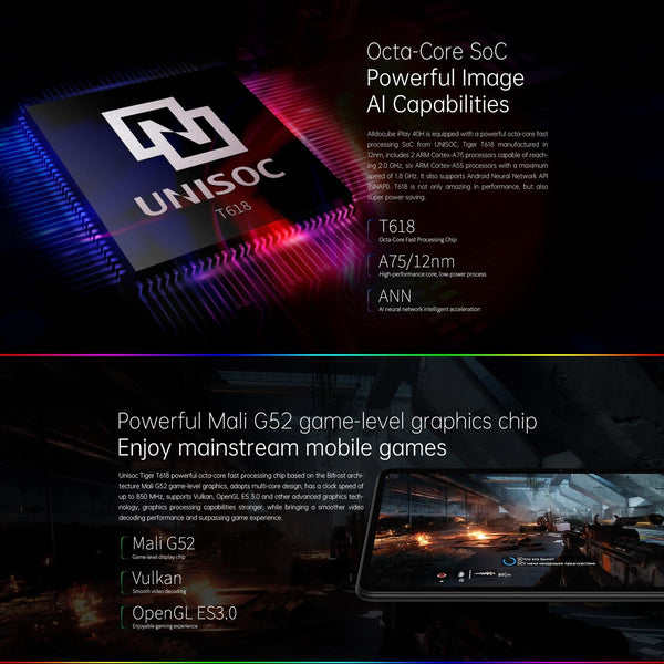 ALLDOCUBE iPlay 40H T1020H 4G Call Tablet, 10.4 inch, 8GB+128GB, Android 10 UNISOC Tiger T618 Octa Core 2.0GHz, Support GPS & Bluetooth & Dual Band WiFi & Dual SIM(Black)