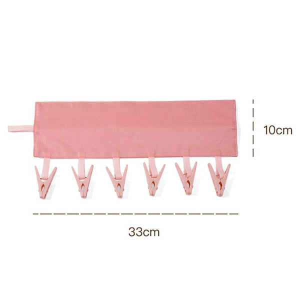 Multi Clip Portable Fabric Clothes Hanger Multifunctional Folding Fabric Clothes Clip Hangers, Color: Pink