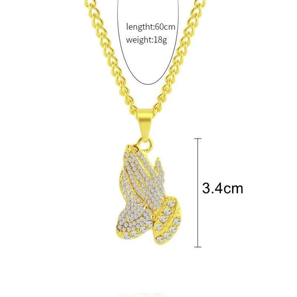 1010401301 Prayer Exaggerated Hip Hop Style Necklace Collarbone Chains
