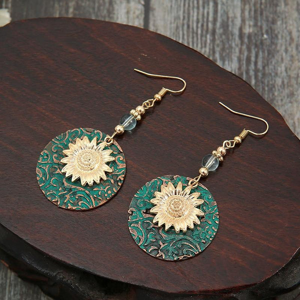 Vintage Bohemian Two Layer Sunflower Vintage Earrings(EA584)