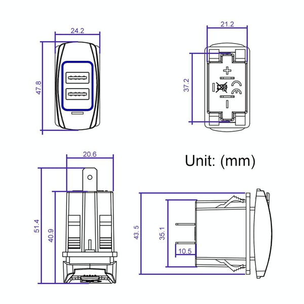 Car 4.8A Double-sided Mobile Phone Charger