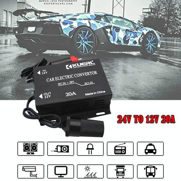 Car Audio Subwoofer Modification Cigarette Lighter Plug Power Converter Buck, Model: 24V-12V 10A