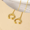 E2210-1 Dual Ball C Clip Long Ear Wire Women Simple Earrings