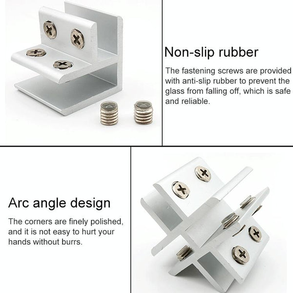 Aluminum Alloy Glass Combination Clamp Cabinet Partition Fixing Clip, T-type Cliped 10-12mm