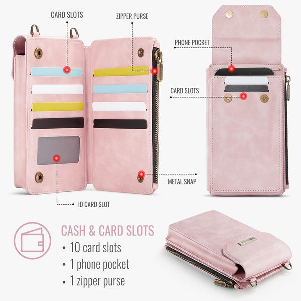 CaseMe Me40 Vertical Multifunctional Shoulder Crossbody Phone Bag(Pink)