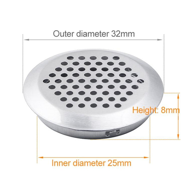 10pcs Bevel Surface 25mm Cabinet Round Air Vent Stainless Steel Louvered Grille Cover Vents with Little Holes