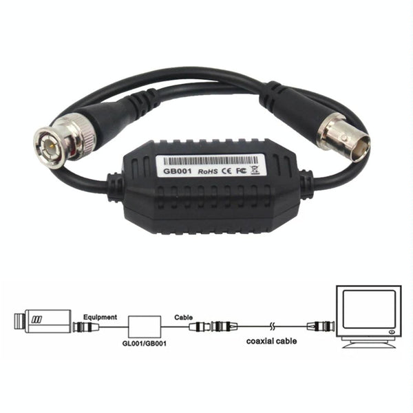 BNC Ground Loop Isolator with Surge Protection (Black)