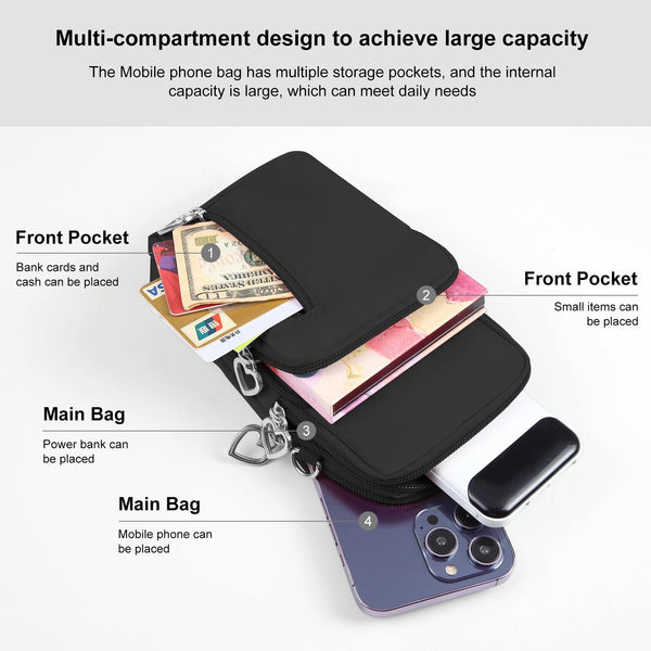 HAWEEL Mini Crossbody Vertical Zipper Pouch Phone Case Bag(Black)