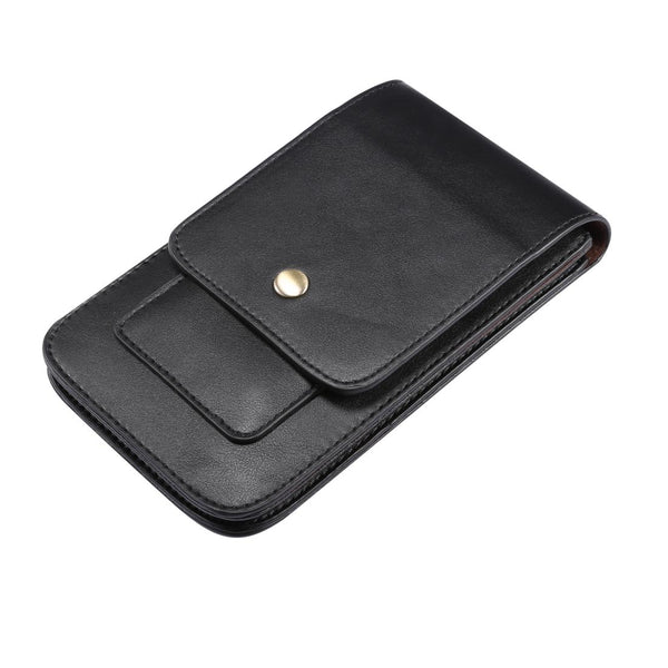 Lambskin Texture Men Phone Universal Double Lattice Waist Bag Leather Case, Size:S(Black)