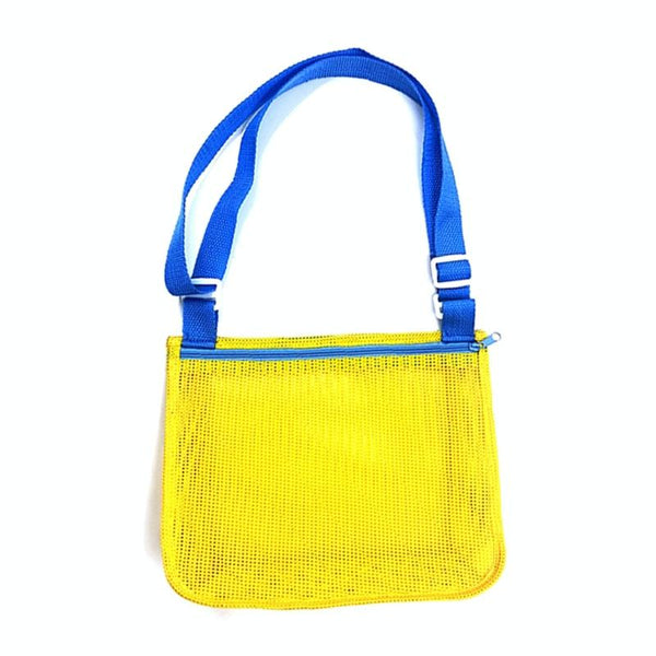 Children Shell Collection Bag Beach Toys Organizer Storage Bag(Yellow Dark Blue)