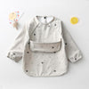 Long Sleeved Baby Soft PU Bib Waterproof Washable Easy Clean Smock With Pocket, Size: L(Gray Letters)