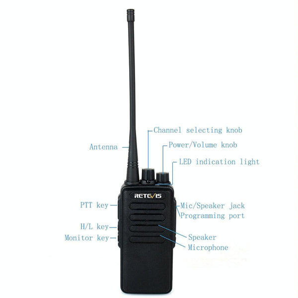 RETEVIS RT1 10W UHF 400-520MHz 16CH Handheld Walkie Talkie, US Plug