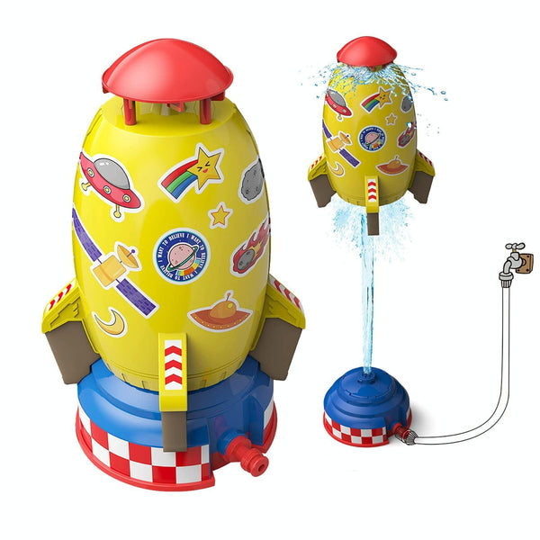 Rotating Sprinkler Flying Children Water Toys, Color: Yellow Rocket + 2 Joints + 3m Tube