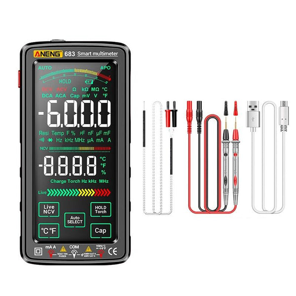 ANENG 683 Smart Touch Screen Automatic Range Rechargeable Multimeter(Black)