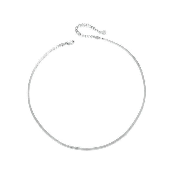 S925 Sterling Silver Platinum Plated Snake Bone Chain Basic Necklace(BSA008)