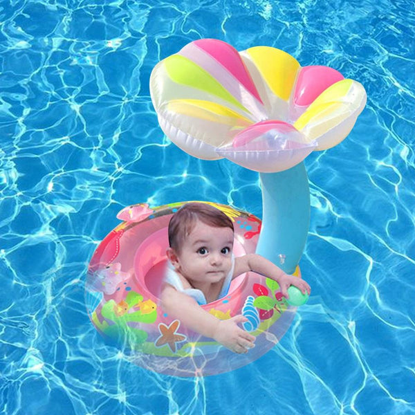 Children Environmental Protection PVC Inflatable Sunshade Mushroom Shape Seat Swimming Ring, Size:67cm(Blue)