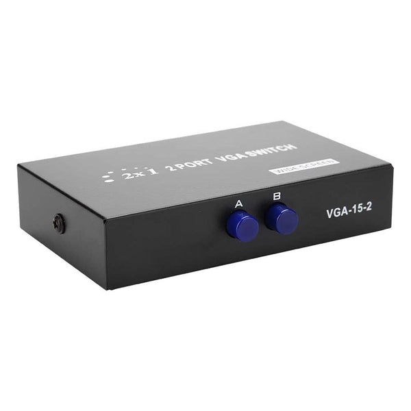 2 Port VGA Switch Box, 2 In 1 Out For LCD PC TV Monitor - HD15 (FJ-15-2C)(Black)