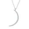 BSN286 Sterling Silver S925 White Gold Plated Zircon Crescent Pendant Necklace