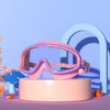 Large Frame Waterproof and Anti-fog HD Transparent Children Swimming Goggles(Purple Pink)