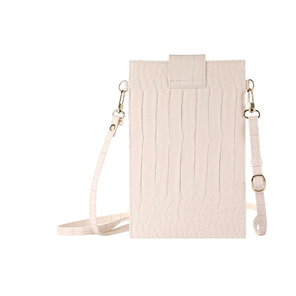 Stone Texture Card Holder Mobile Phone Bag with Long Strap(Beige)